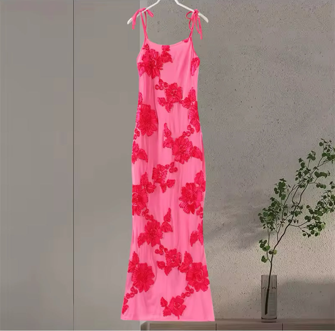 3D Flower Rose Slip Dress