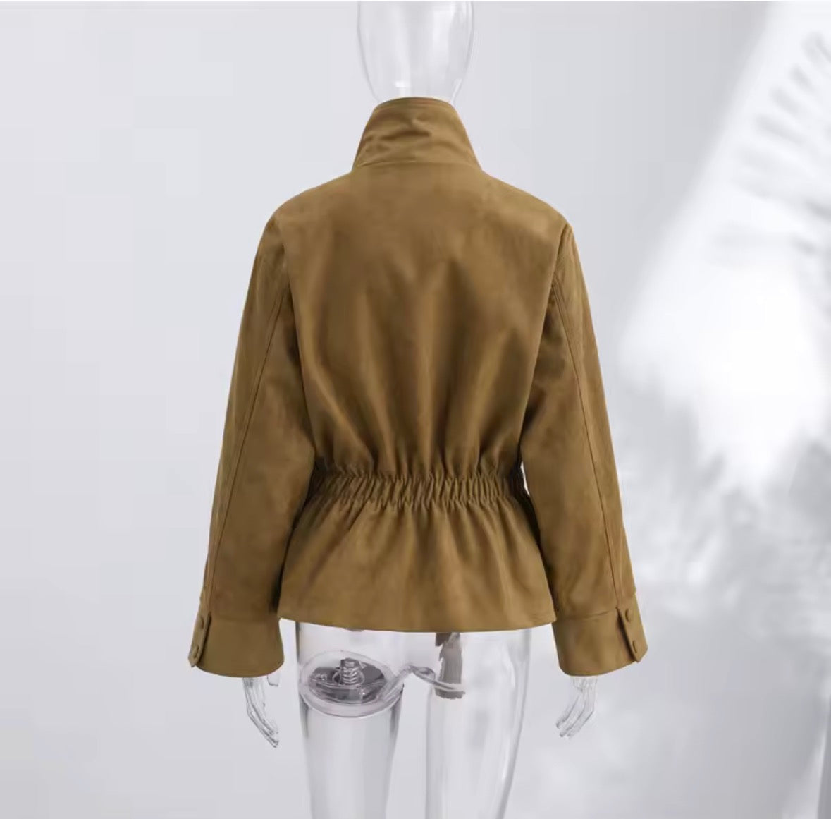 Faux Suede Belted Trench