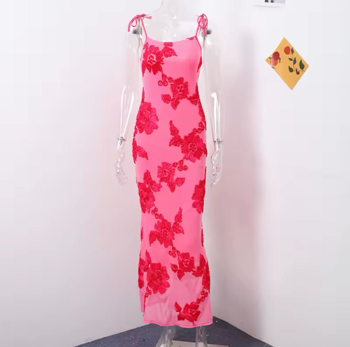 3D Flower Rose Slip Dress