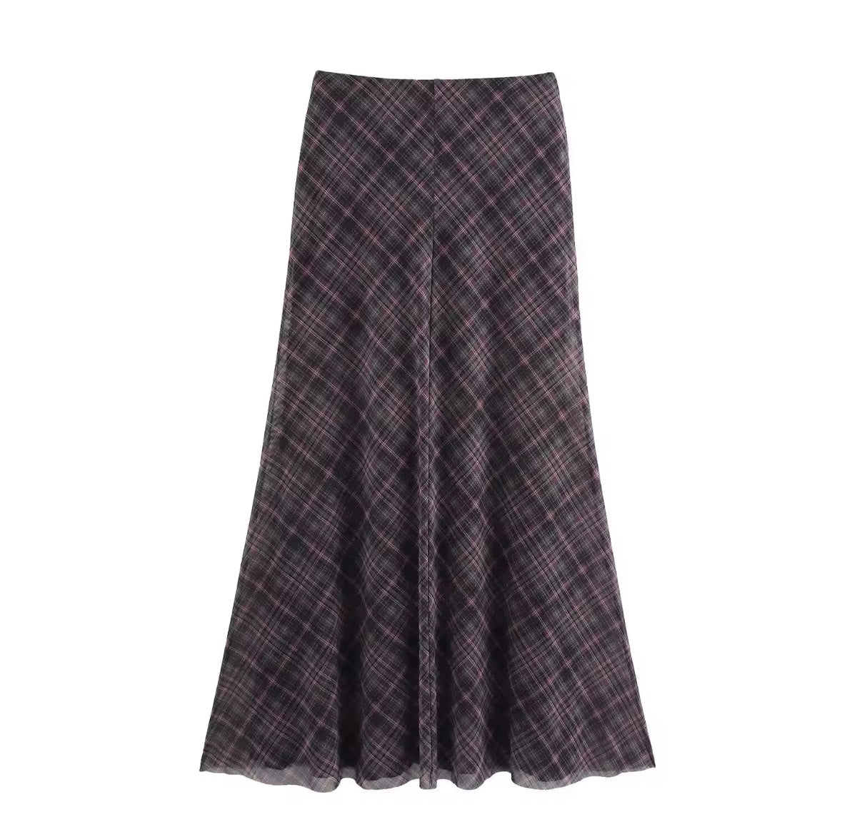 Check Midi Skirt