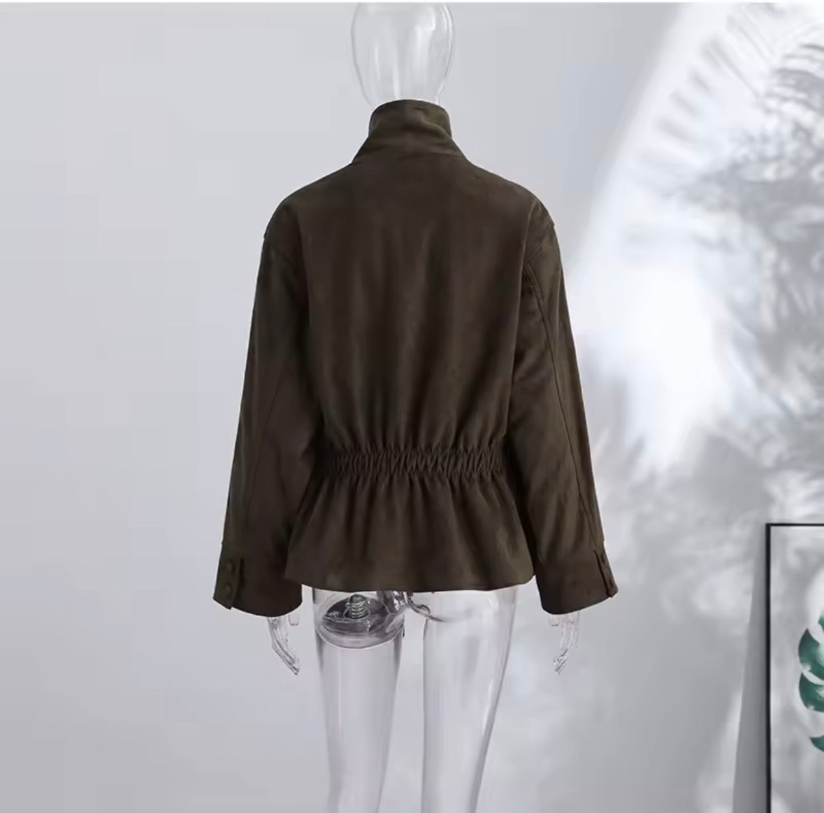 Faux Suede Belted Trench