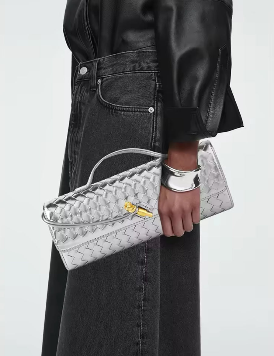 Weave Effect Clutch Crossbody Bag