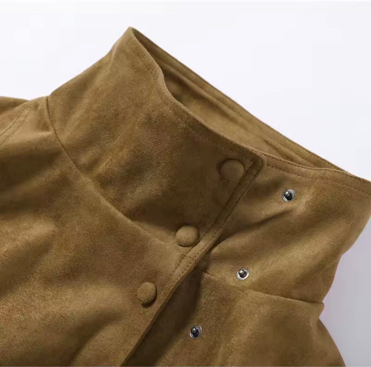 Faux Suede Belted Trench