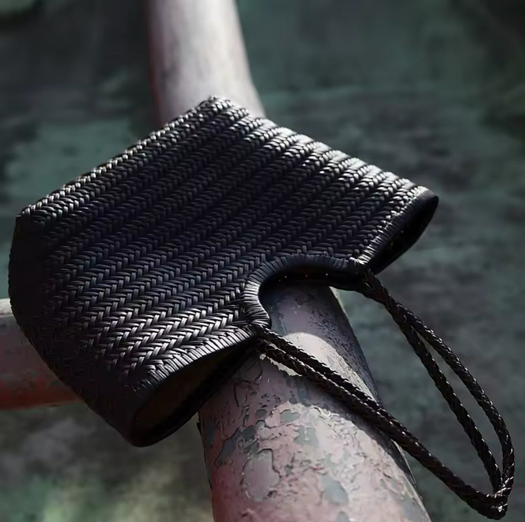 Leather Weave Tote Basket Bag