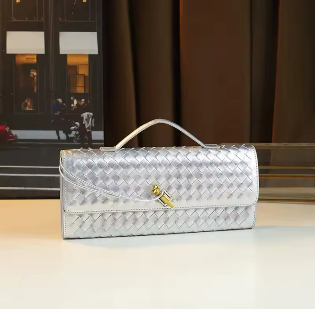 Weave Effect Clutch Crossbody Bag