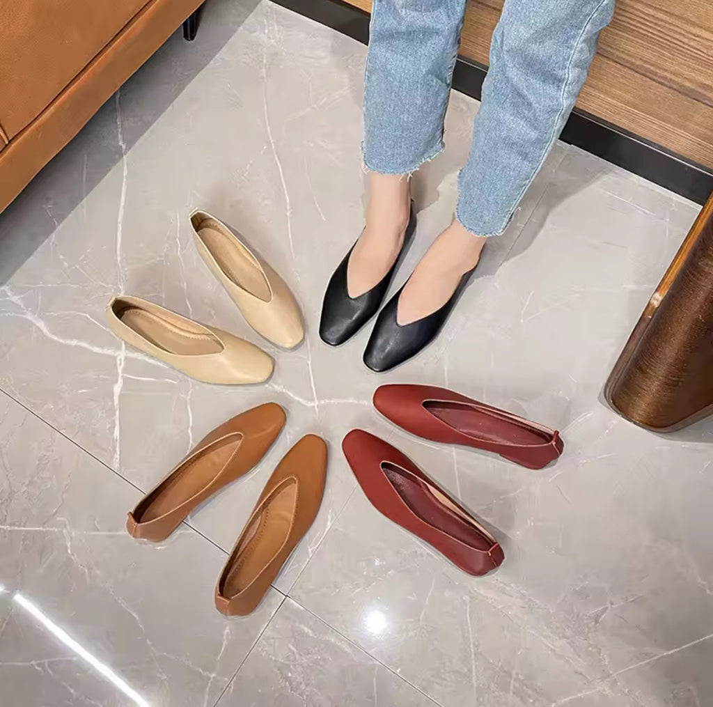 French Square Toe Flats
