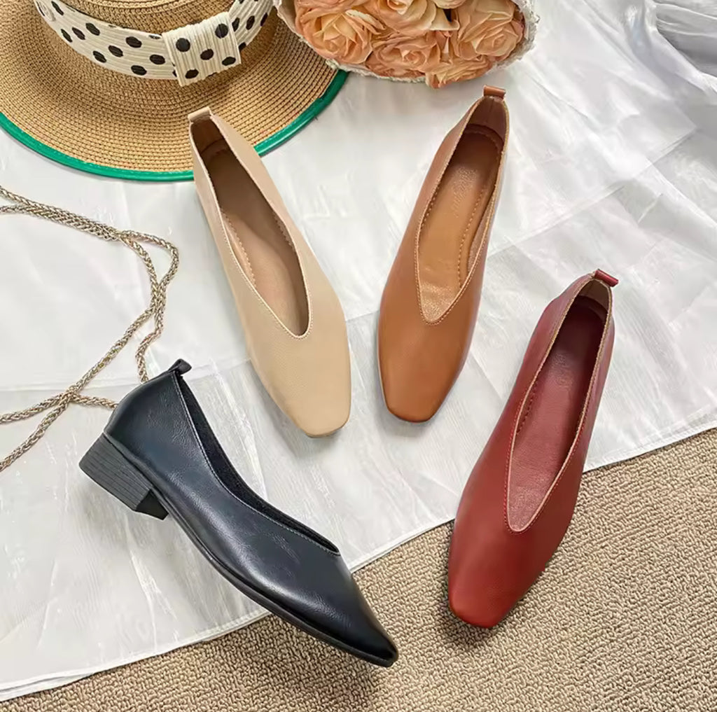 French Square Toe Flats