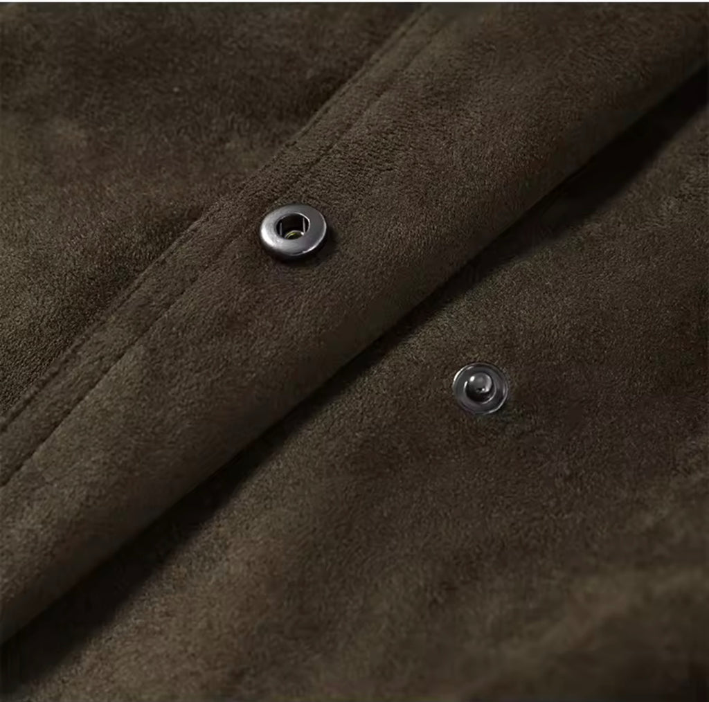 Faux Suede Belted Trench