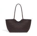 Leather Weave Tote Basket Bag