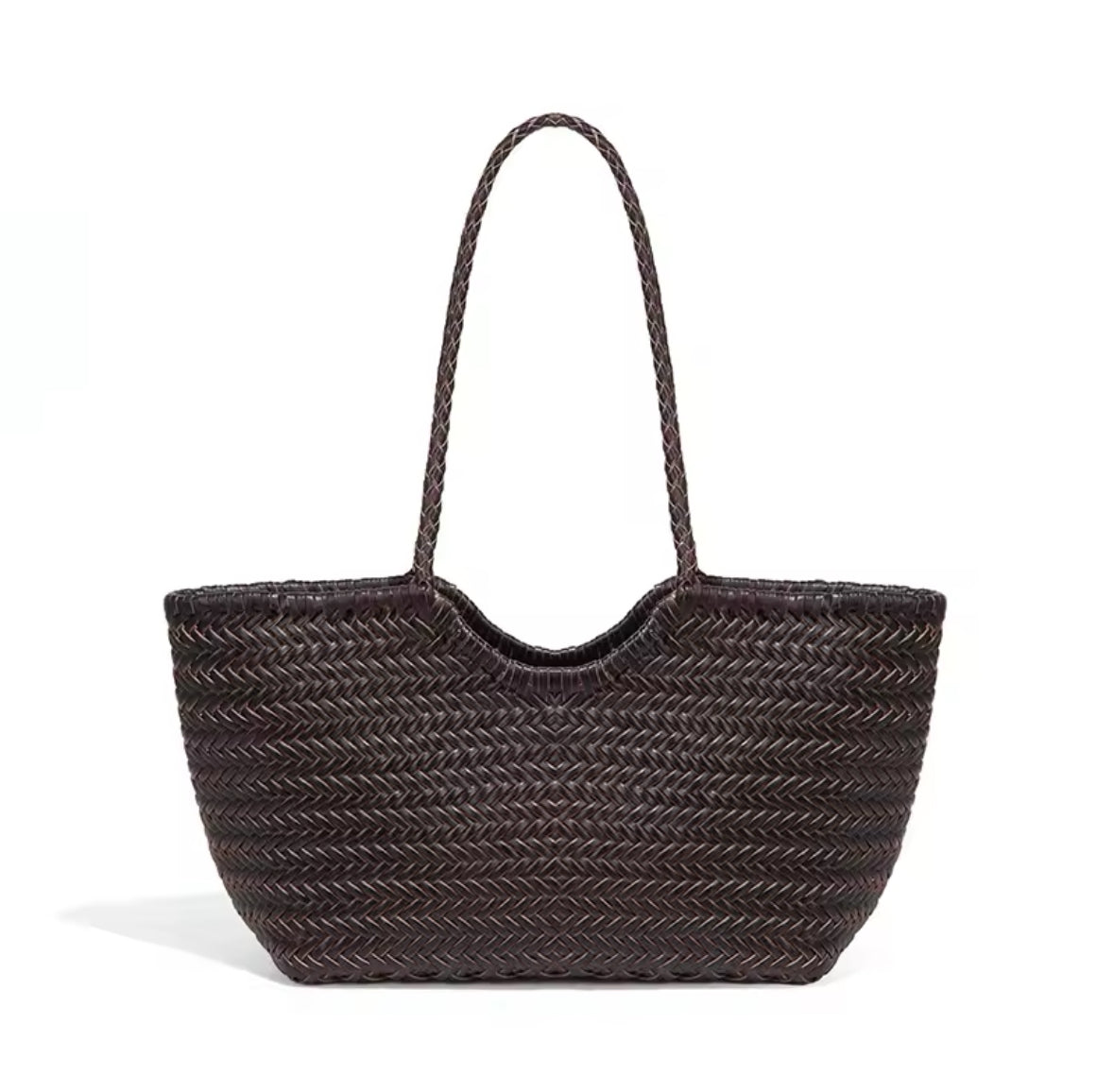Leather Weave Tote Basket Bag