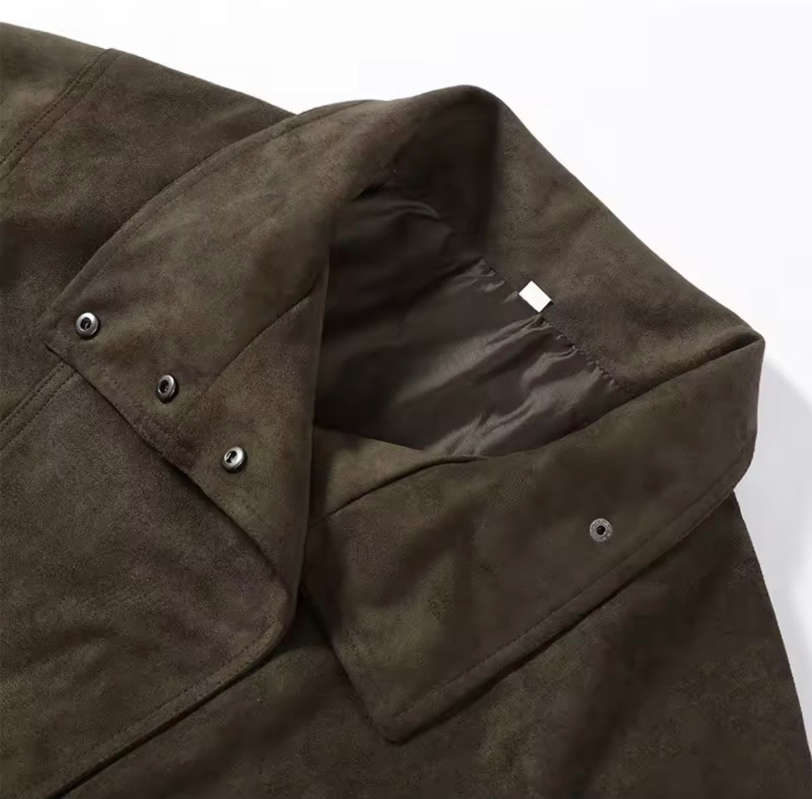 Faux Suede Belted Trench
