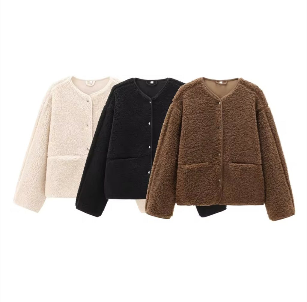 Teddy Fleece Jacket with Pockets