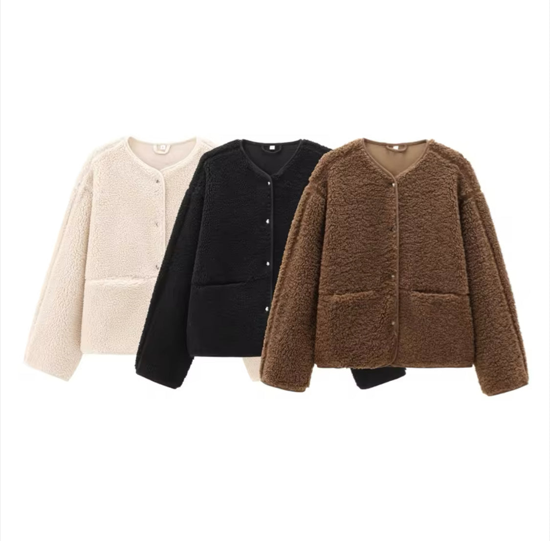 Teddy Fleece Jacket with Pockets