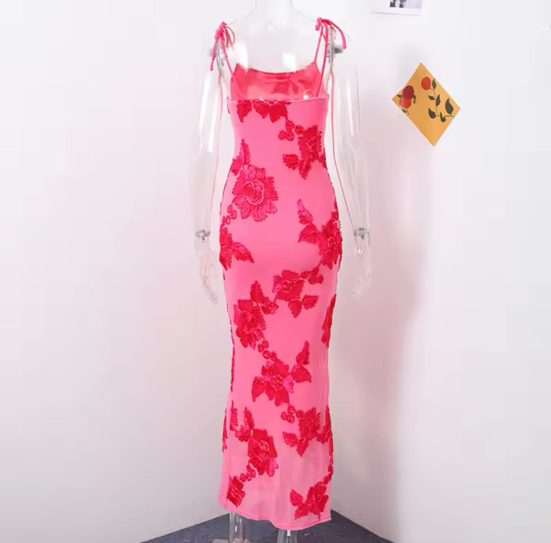 3D Flower Rose Slip Dress