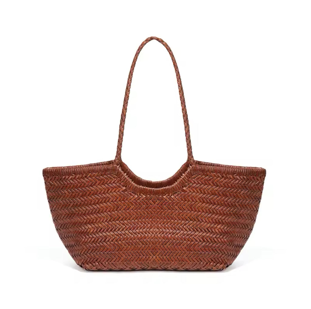 Leather Weave Tote Basket Bag