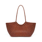 Leather Weave Tote Basket Bag