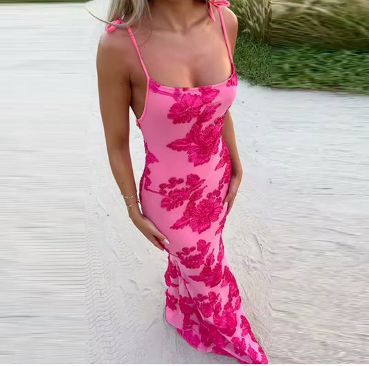 3D Flower Rose Slip Dress