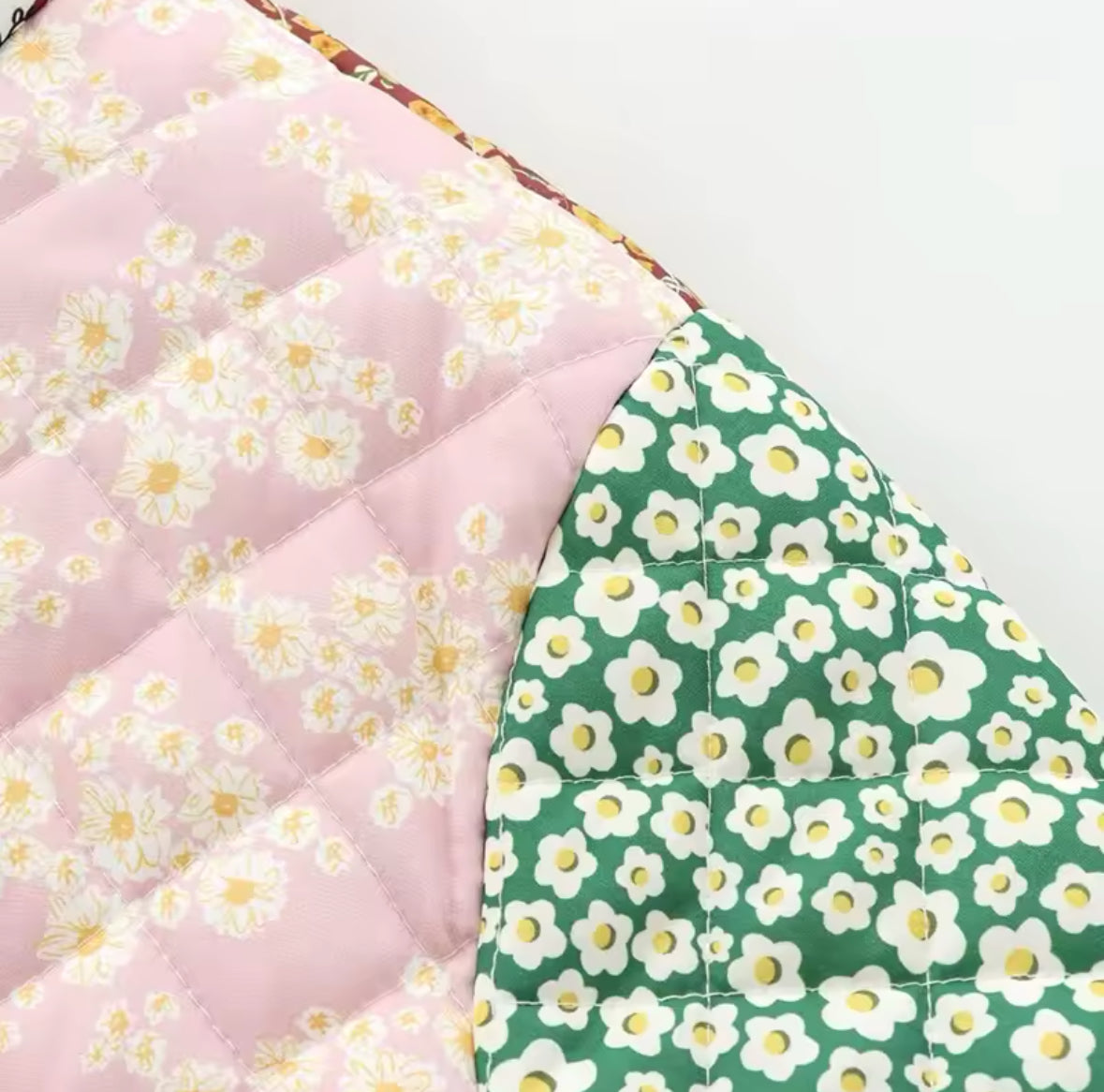 Patchwork Print Jacket with Wooden Buttons