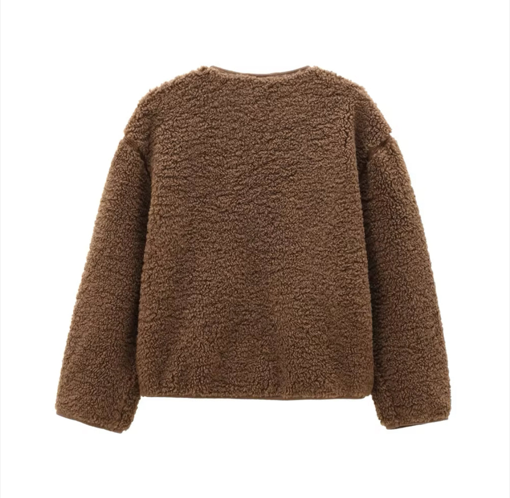 Teddy Fleece Jacket with Pockets