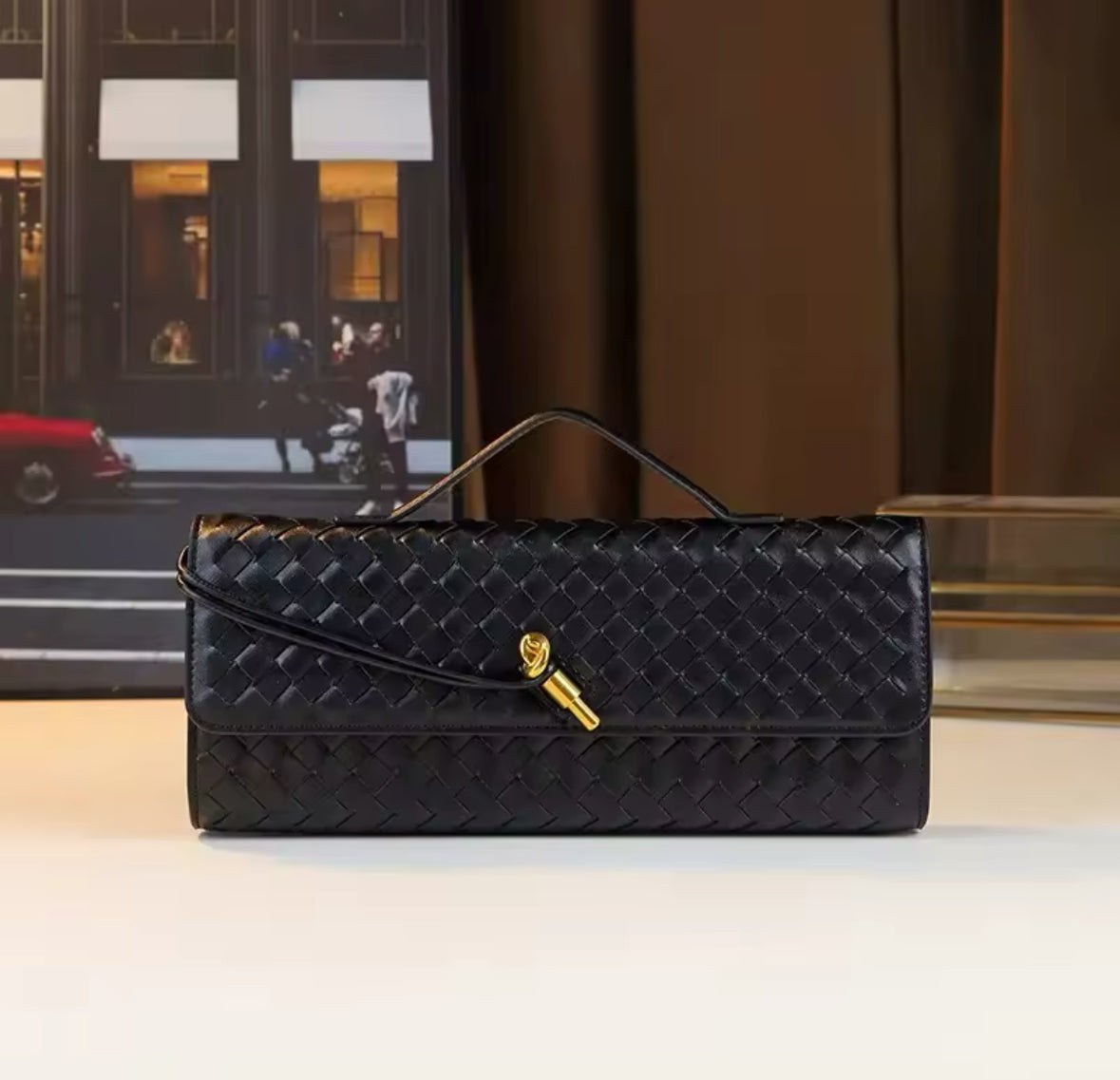 Weave Effect Clutch Crossbody Bag