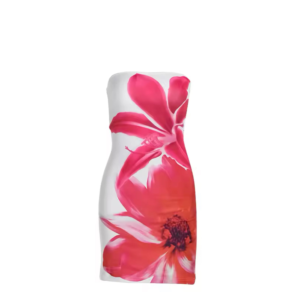 Flower Print Strapless Mini Dress