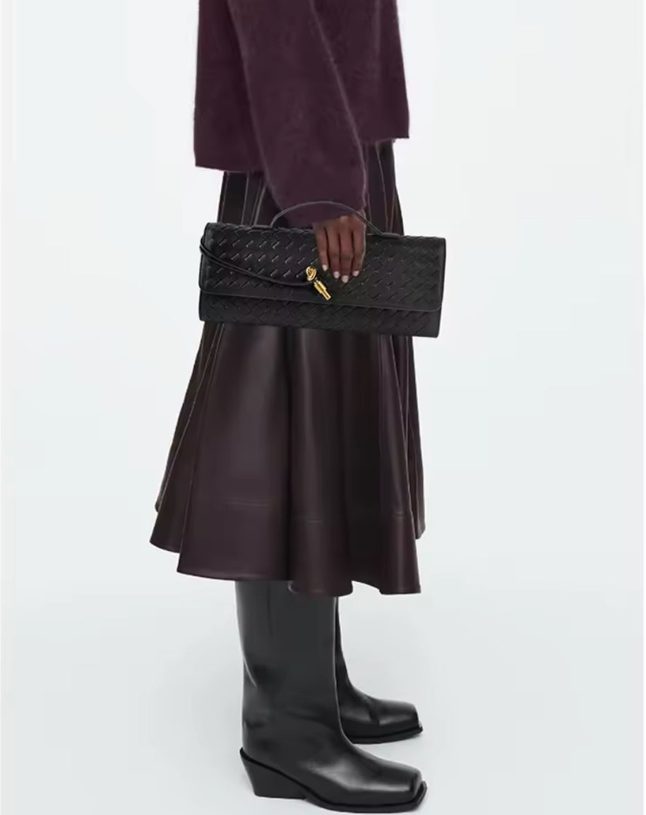 Weave Effect Clutch Crossbody Bag