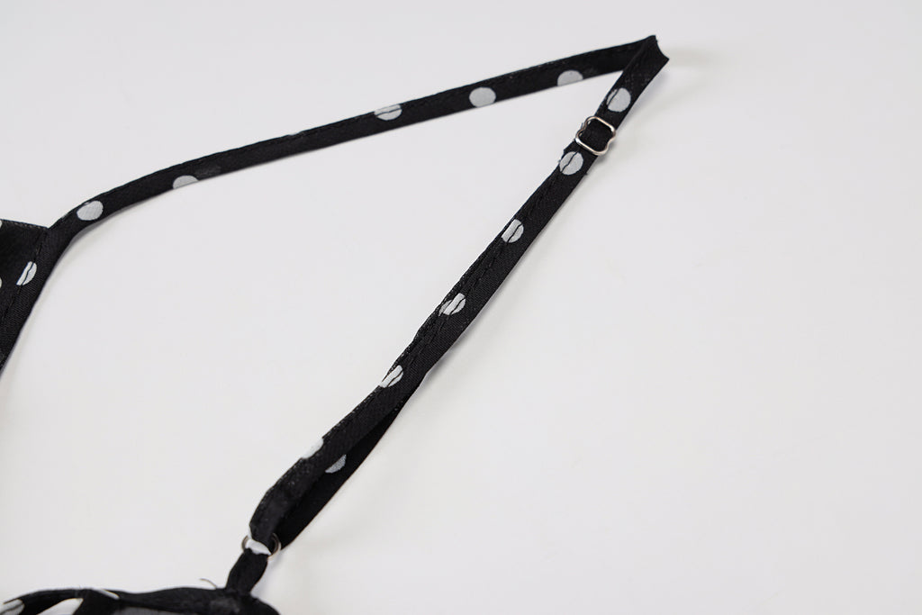 Polka Dot Cowl Neck See Through Dress