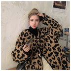 Leopard Print Fleece Oversized Jacket Coat
