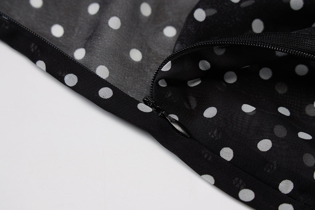 Polka Dot Cowl Neck See Through Dress