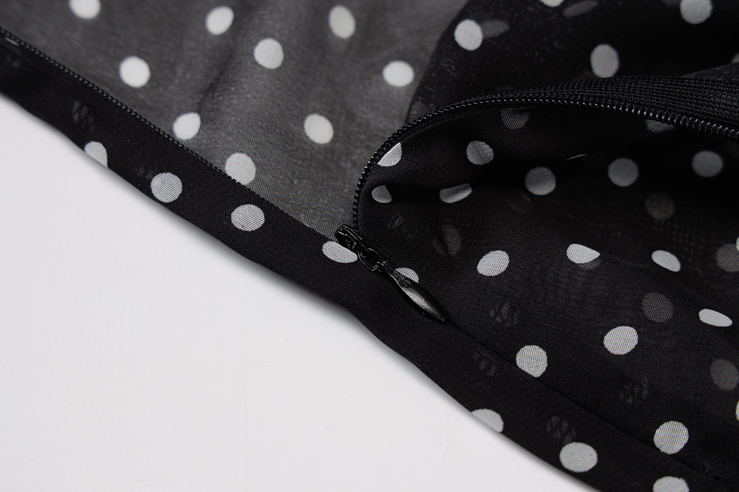 Polka Dot Cowl Neck See Through Dress