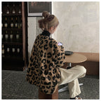 Leopard Print Fleece Oversized Jacket Coat