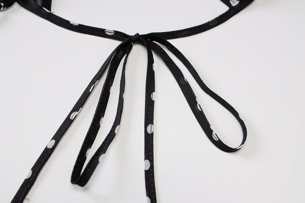 Polka Dot Cowl Neck See Through Dress