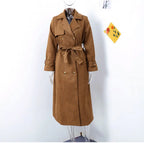 Faux Suede Trench Coat with Belt