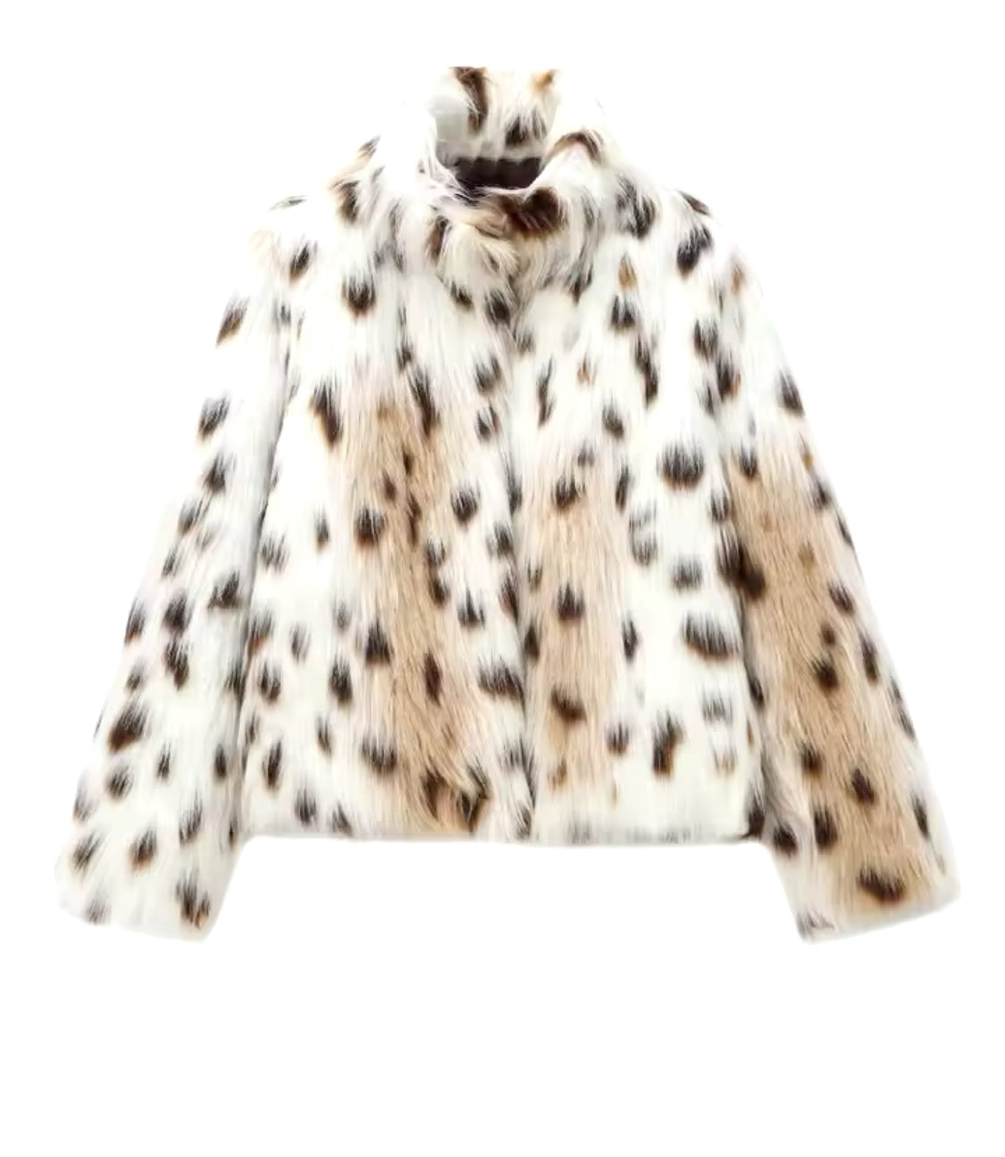 White Leopard Faux Fur Coat