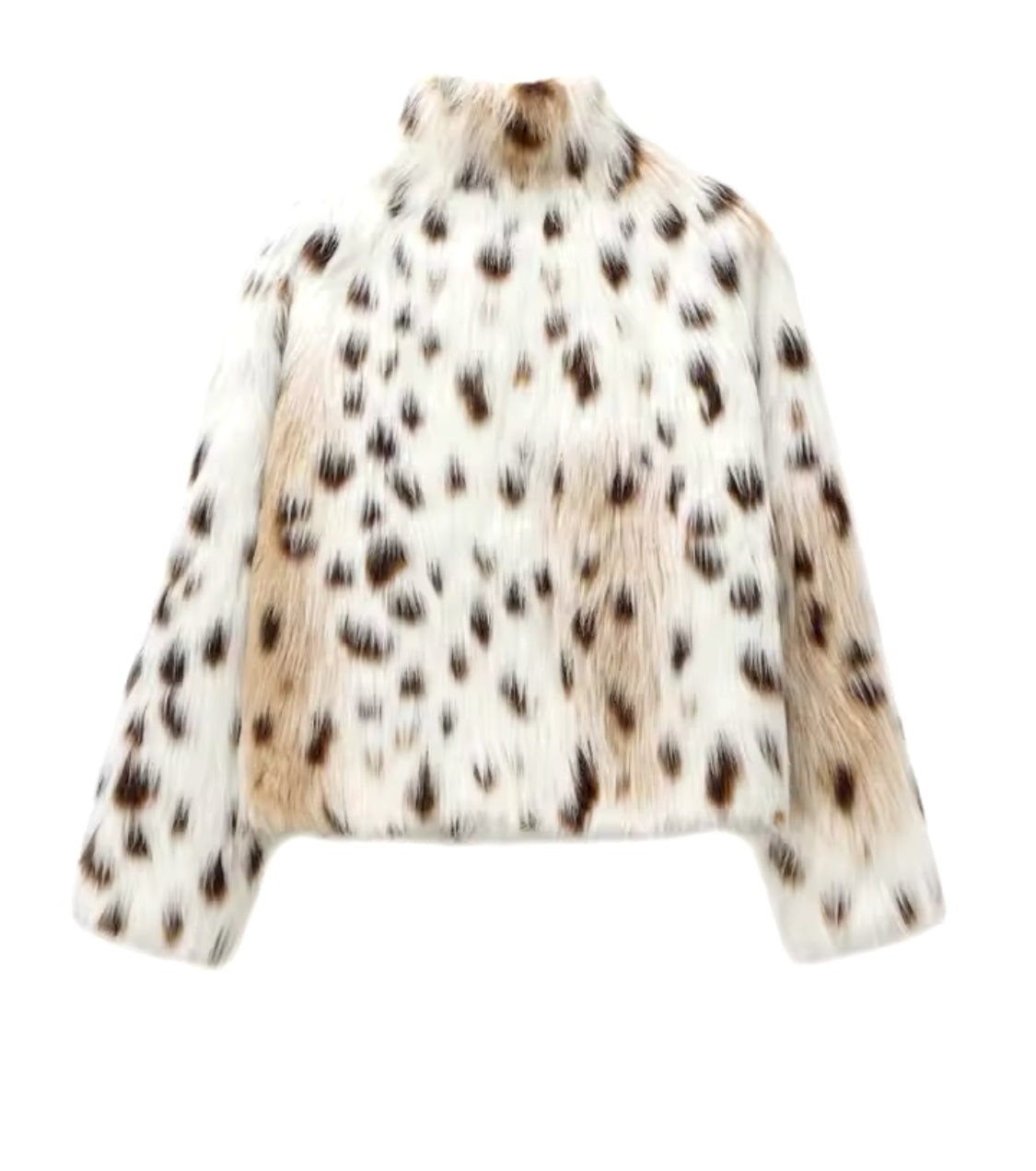 White Leopard Faux Fur Coat