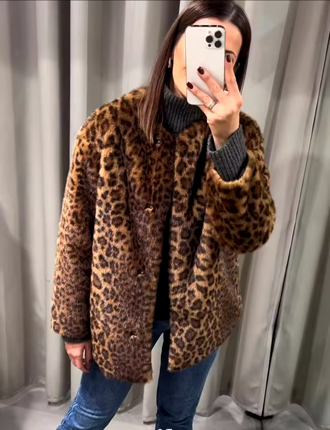 Brown Leopard Faux Fur Coat