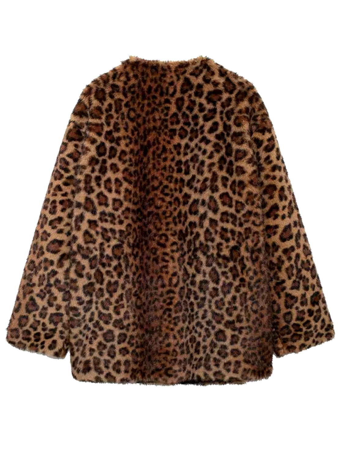 Brown Leopard Faux Fur Coat