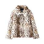Collared Leopard Faux Fur Coat