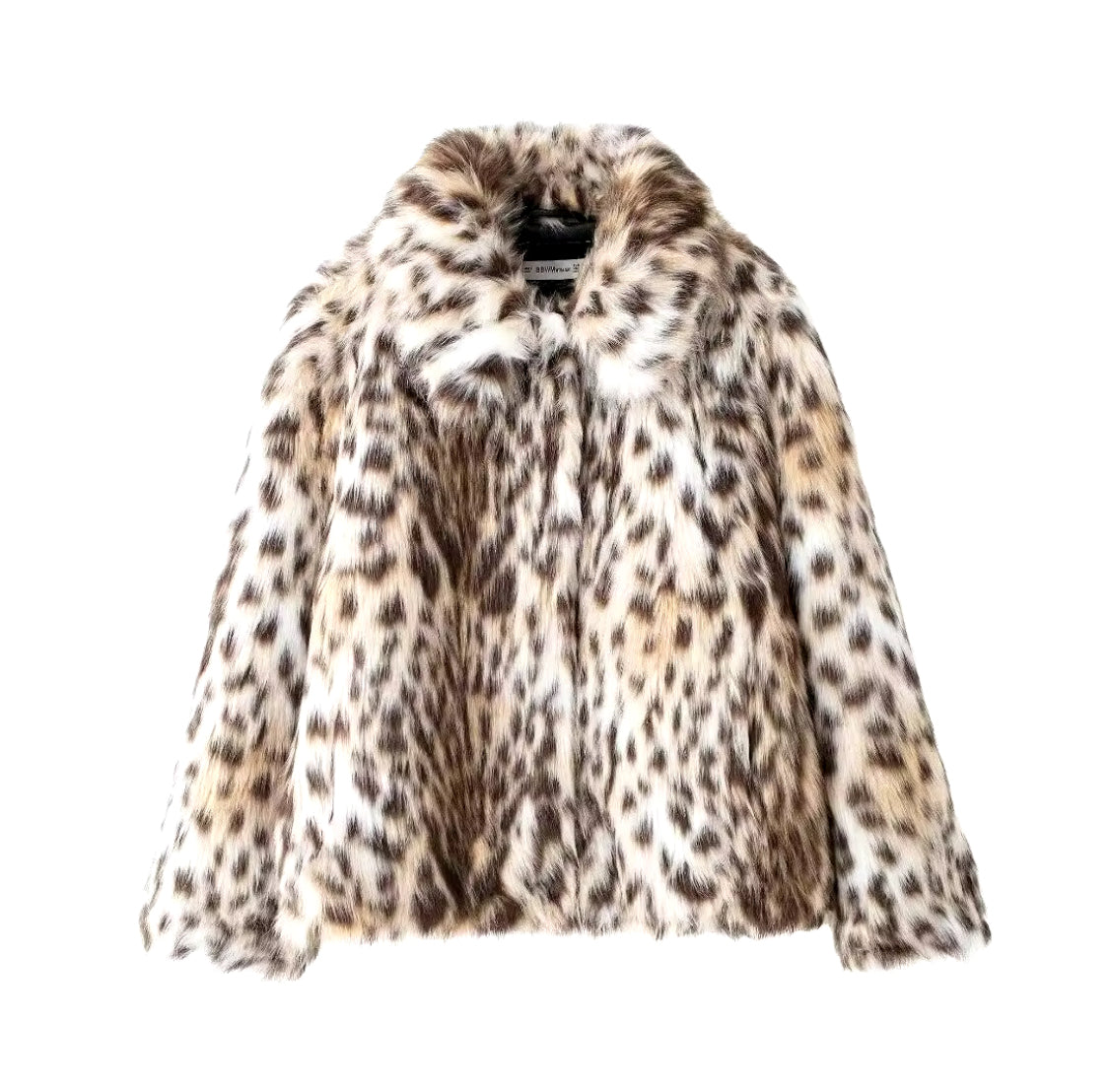 Collared Leopard Faux Fur Coat