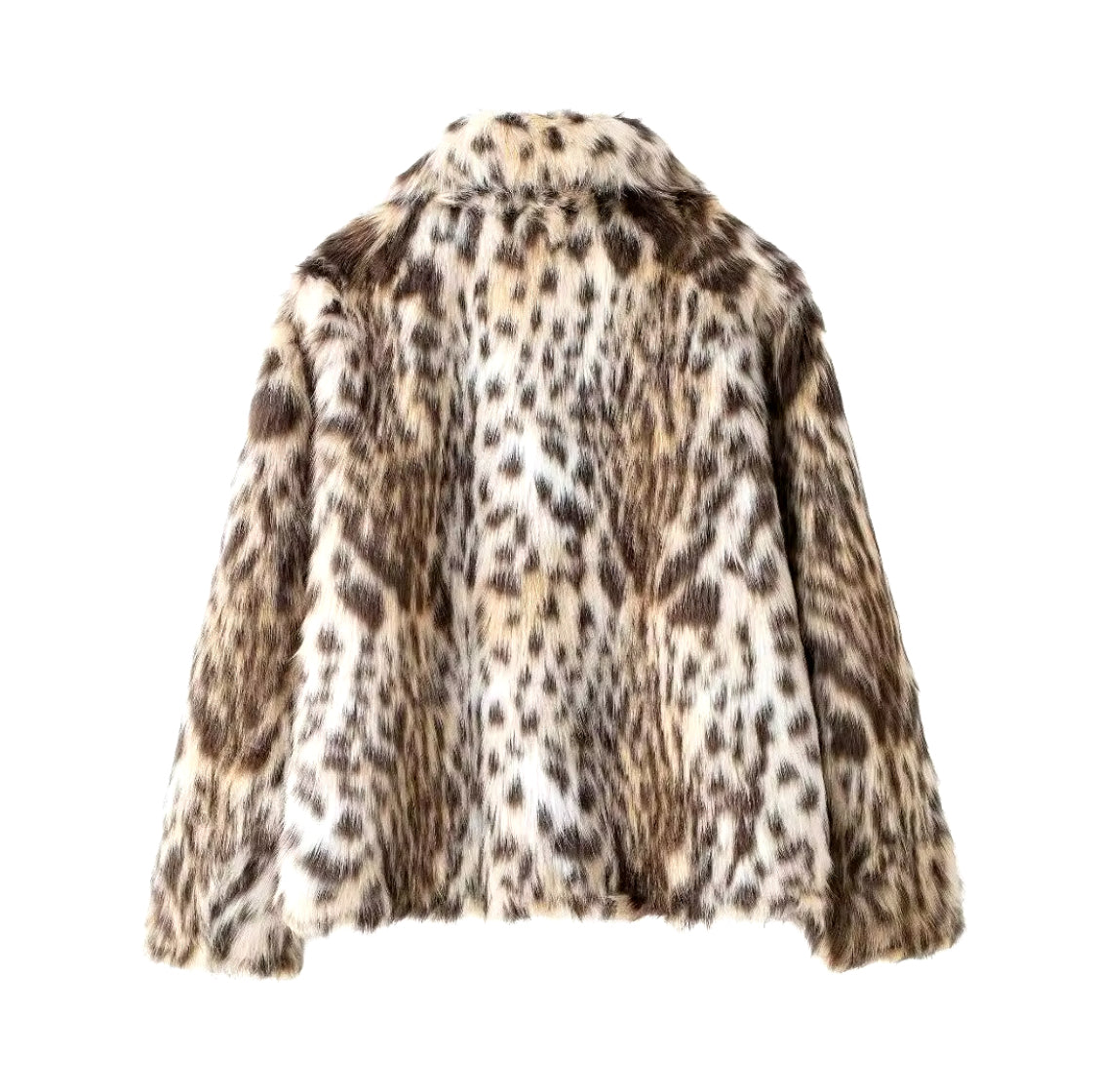 Collared Leopard Faux Fur Coat