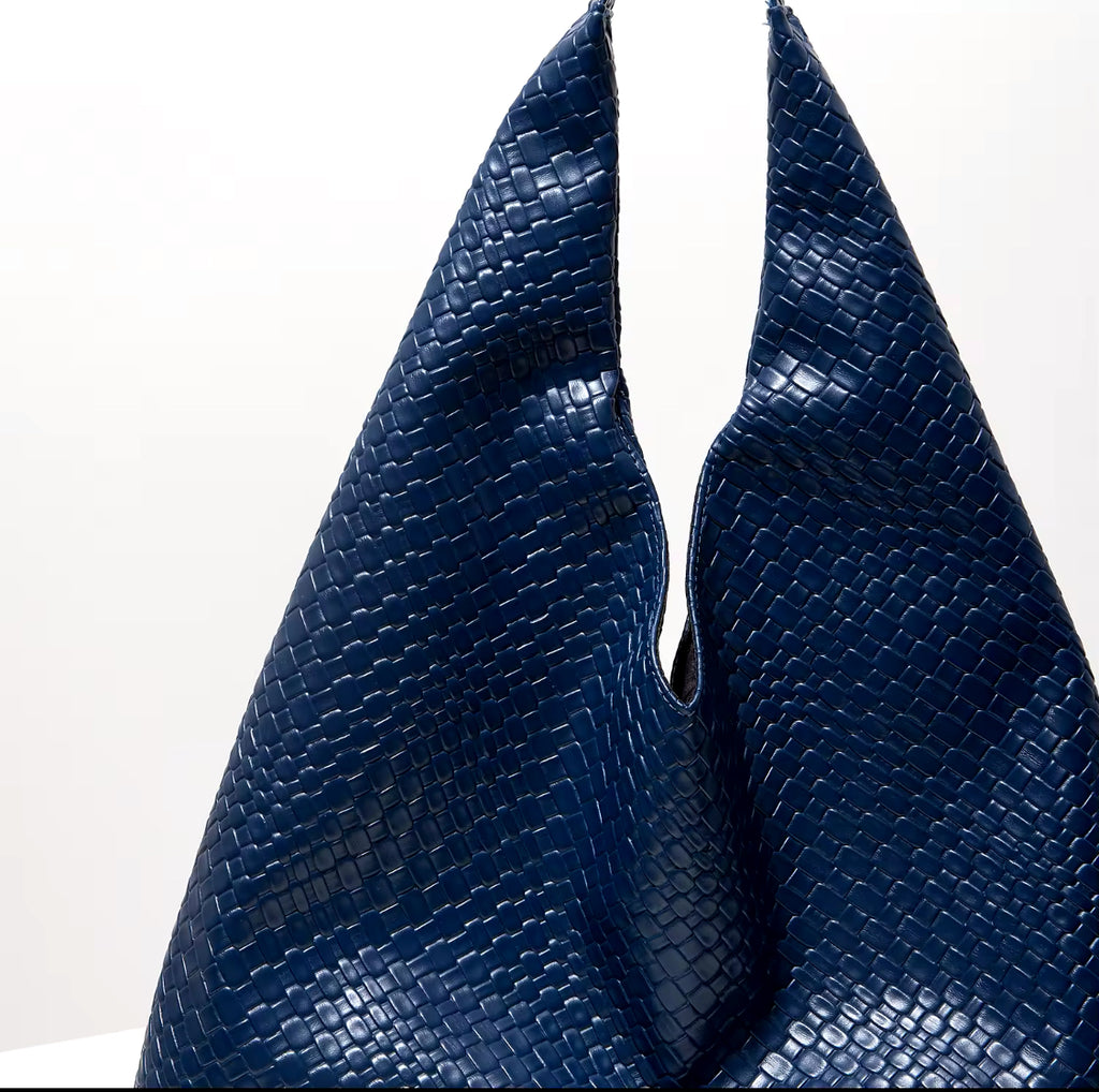 Weave Effect Tote Shoulder Bag