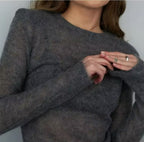See Through Shoulder Padded Sweater