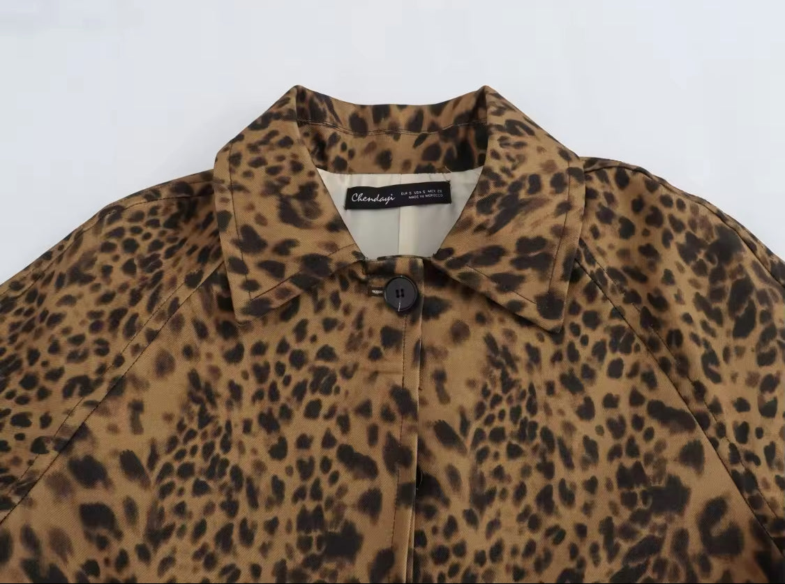 Leopard Print Trench