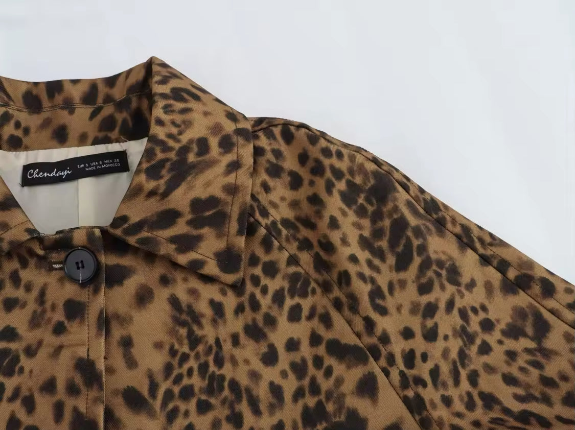 Leopard Print Trench