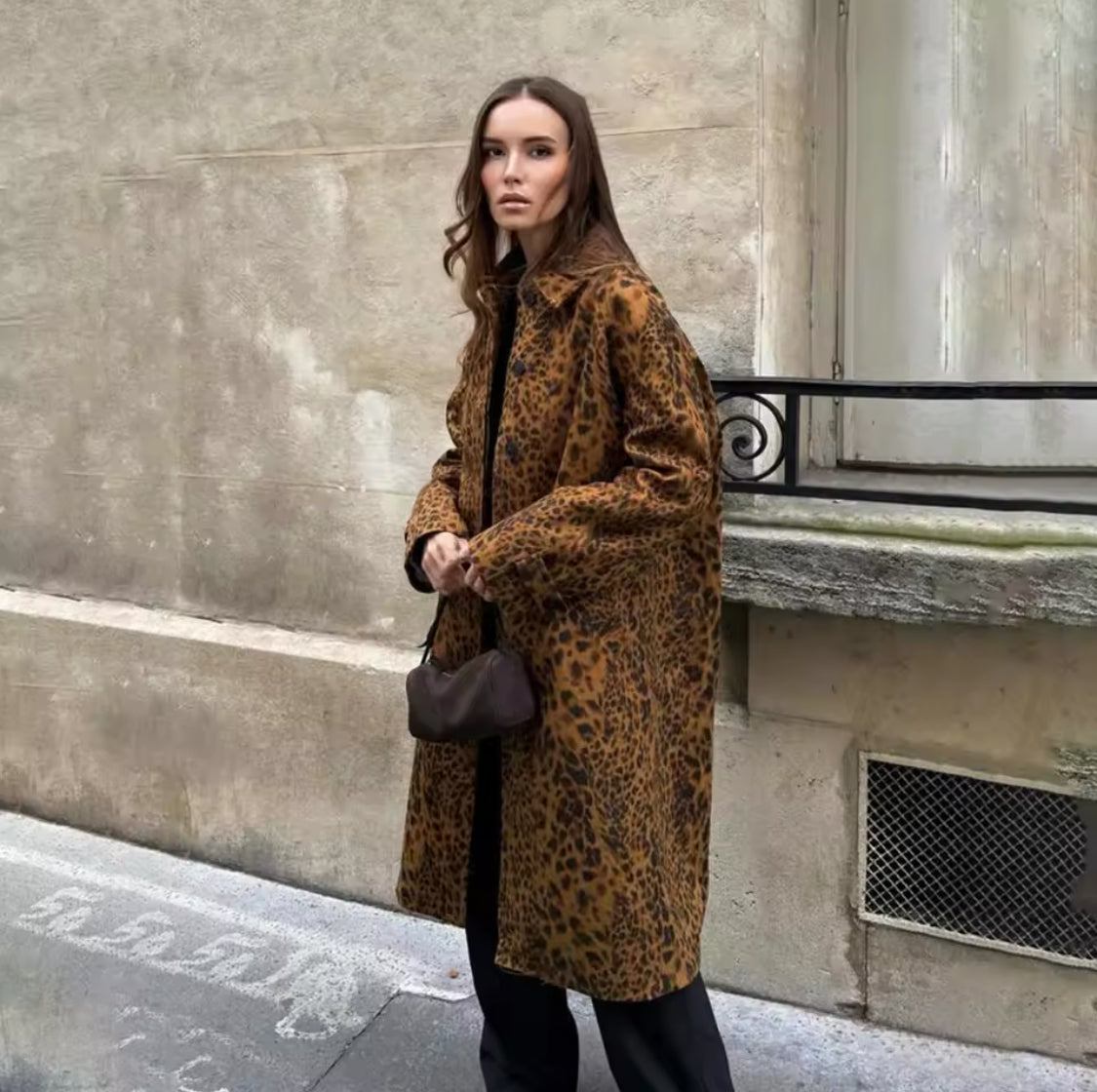 Leopard Print Trench