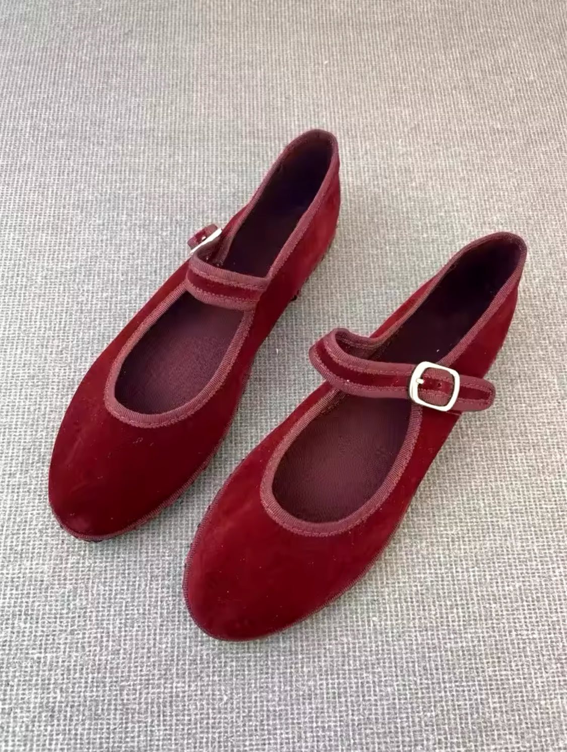 Velvet Mary Jane Flats