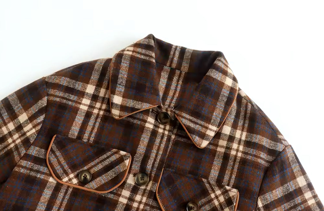 Cropped Plaid Jacket