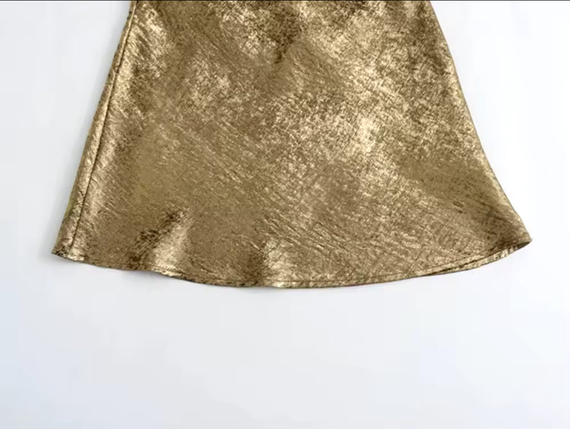 Gold Satin Mini Dress