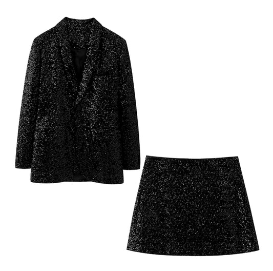 Sequins Blazer and Skirt