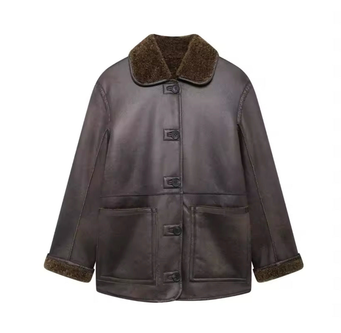 Faux Leather Reversible Coat